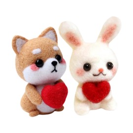 Colcolo Felting Kit Felting Supplies Cute Wool Felting Beginner Kit Felting Craft Project Animal Doll Felting Set for Teens Children, 2PCS