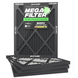 PuroAir Mega Filter - MERV 13 16x20x1 Air Filters For Home With Activated Carbon - Filters Allergens, Pet Dander, Smoke, Dust - Furnace and AC Filters - Air Filters 16x20x1 MERV 13 (4 Pack)