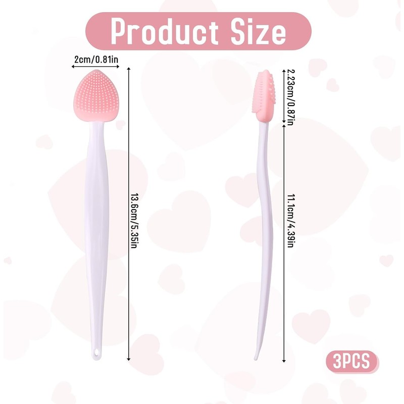 3Pcs Multicolor Lip Scrub Brush,Lip Exfoliator Brush,Silicone Lip Scrubber Exfoliator