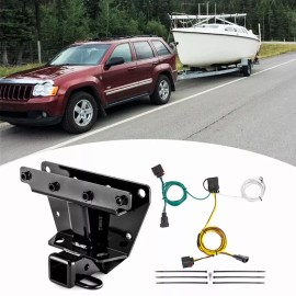 SI For 2007-2010 Jeep Grand Cherokee Trailer Hitch 2'' Receiver & Wiring Harness