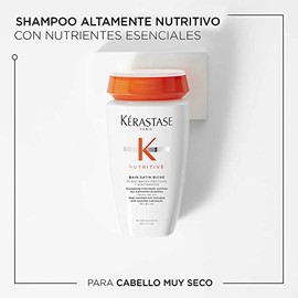 KRASTASE Bain Satin Riche  Shampoo para Cabello Muy Seco  Limpia Profundamente, Restaura la Nutricin e Hidrata el Cabello  Con Protenas de origen...  