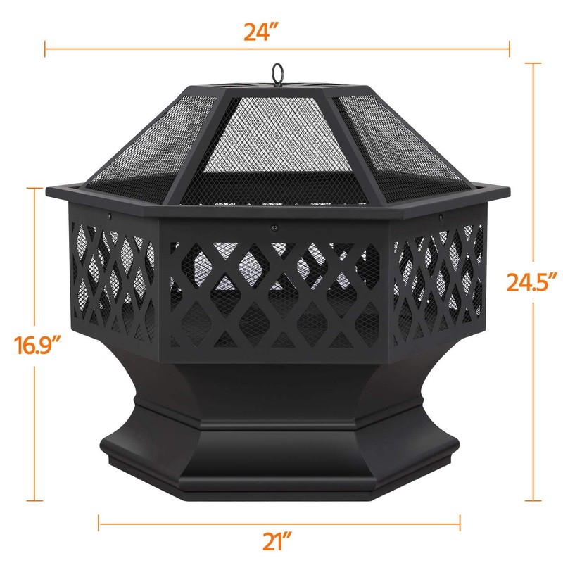 Yaheetech Fire Pit Fire Pits for Outside 24in Hex Shaped