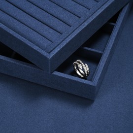 Oirlv Blue Microfibre Stackable Jewellery Trays 24 Grids Jewellery Display Tray Trinket Earring Ring Organiser Tray