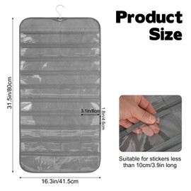 KKONHII 2 Pcs Hanging Sticker Display Organizer, Portable Double-Sided 320 Pocket Sticker Storage Wall-Hanging Felt Sticker Holder for Vendors, Collectors, Scrapbooking and Crafters, Gray