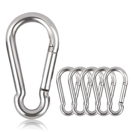 Carabiner Key Ring Carabiner Hook, 80 mm x φ8 mm, Load Capacity up to 250 kg, Climbing Hook, Galvanised (Pack of 6)