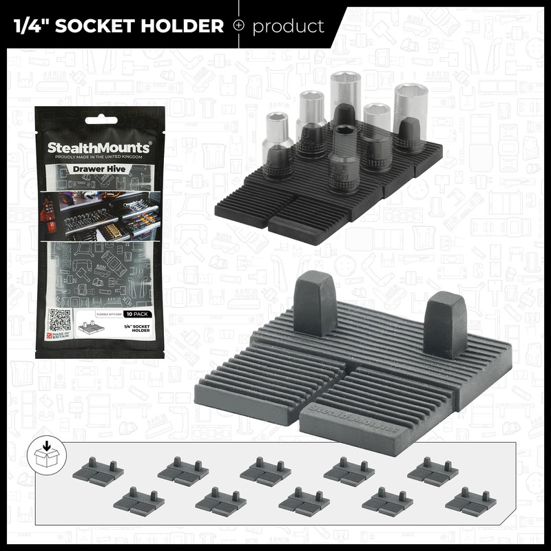 StealthMounts Drawer Hive ¼ Socket Holder – 10 Pack |