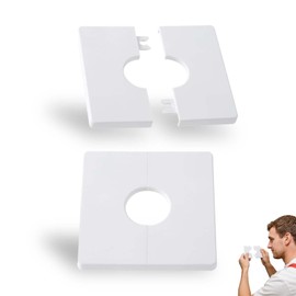 2 pcs Square Plumbing Cover Plates, Square Shower Arm Flange, Square Plumbing Cover Plates, 2-Pack Plumbing Cover Plates – Split Flange Wall Covers for Pipes, 3.4 Inch ABS Pipe Escutcheon