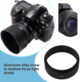 ECSiNG 2PCS Camera Lens Hood Compatible with Lenses with 58mm Thread 64x24.1mm Screw-in Lens Hood Aluminum Alloy Mid-Focus Lens Hood Black