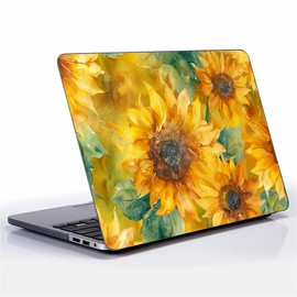 FKBRCL4U for MacBook Air 13 Inch of Black Case Colorful Sunflower Sunshine Patterns 2022 Version of M2 A2681/M4 A3240 Plastic Hard Shell Black Computer Case