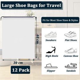 12 Stück Schuhbeutelm, Schuhbeutel mit Zugband PE Schuhtasche, Travel Schuhbeutel Reise, Schuh-Aufbewahrungstaschen, wasserdichte Schuhtasche für den täglichen Gebrauch und auf Reisen