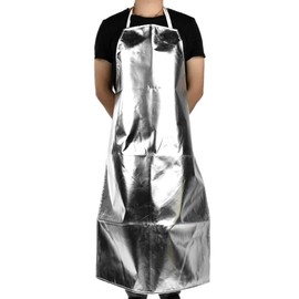 Aiggend YUMILI Heat Resistant Apron, 1000 Degree High Temperature Heat Protection Apron, Aluminum Foil, Home Cooking Apron for Work Safety/Cooking/BBQ, Colour: silver