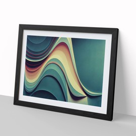 Modern Audio Soundwave Art Vol.3 Abstract H1022 Framed Print for Living Room Bedroom Home Office Décor, Wall Art Picture Ready to Hang, Black A4 Frame (34 x 25 cm)