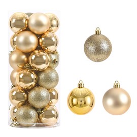 Christmas Balls, Christmas Ornaments, Gold, 1.6 inches (4 cm) Diameter, Christmas Balls, Set of 24, Christmas Tree Straps, Christmas Ornaments, Molle Ceiling Straps, Handicraft, Barrel Plating Balls,