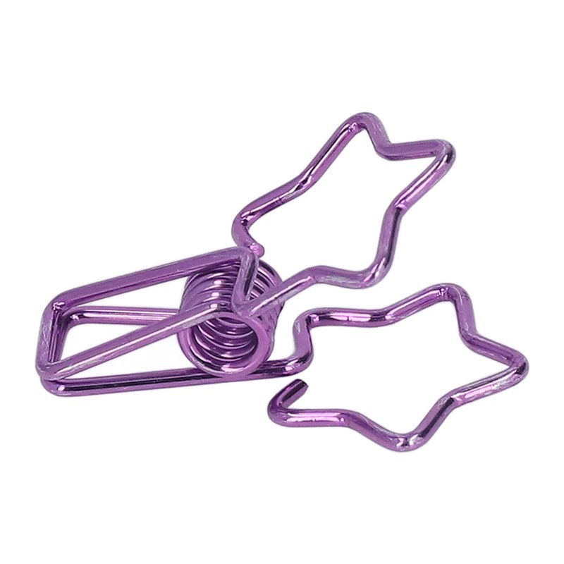 100pcs Star Binder Clips Cute Cartoon Hollow Strong Clamping Force