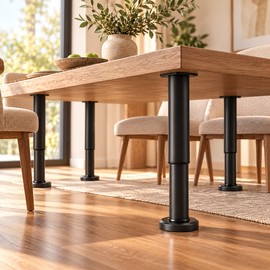 Adjustable Furniture Support Legs for Beds, Sofas & Tables – 4-Pack Black Metal Height-Adjustable Legs for Stable Support