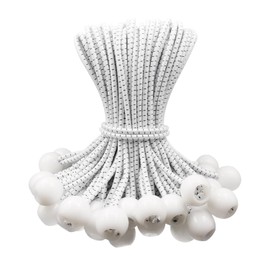 WMZOBH Ball Bungee Cords 6 Inch - 25 Pcs Small Bungee Cords with Balls, Mini Bungee Balls Heavy Duty Outdoor for Tarp, Canopy, Camping, Tent (White)