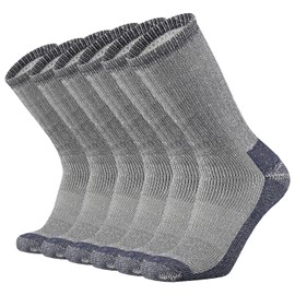 SOX TOWN Men's Merino Wool Cushion Crew Socks Moisture Wicking Control for Outdoor Hiking Work Boot Thermal Warm All Seasons(NavyBlue M)
