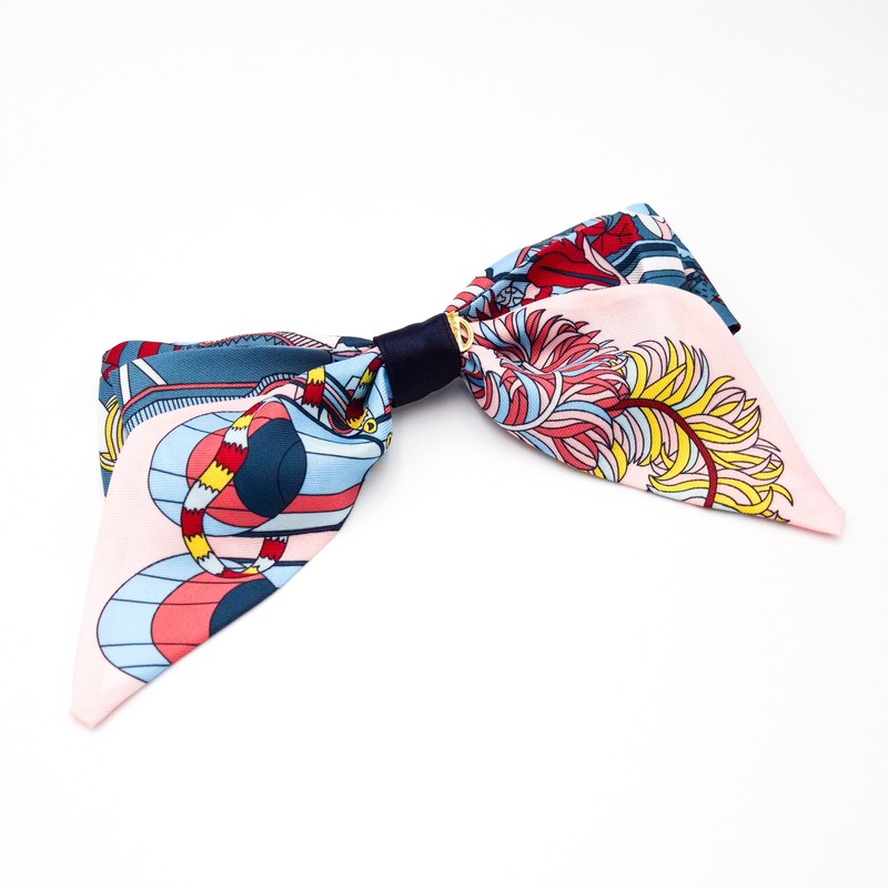 (3 types) Burnaby Modern Scarf Ribbon Hairpin Red Blue /