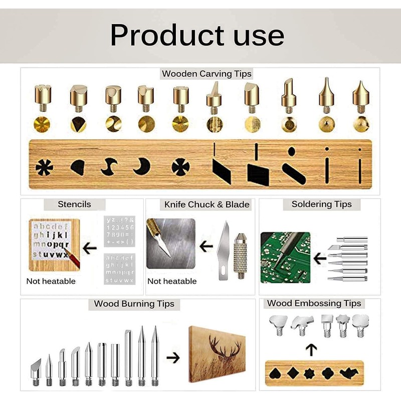 Wood Burning Kit, 110 pcs Pyrography Pen Set with Adjustable