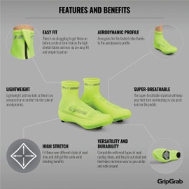 GripGrab Unisex Gripgrab Raceaero Road Bike Summer Aero Overshoes - Lightweight Lycra Cycling Shoe-covers for Time T Shoe Covers, Yellow Hi-Vis, One Size UK