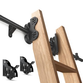 104RDHOUSE 6.6FT Sliding Library Ladder Hardware Kit, Black Retractable Rolling with Braking Casters, Adjustable to Stand Upright, MAX Load 300lbs，No Ladder