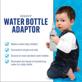 Baby Buddy AquaSip Water Bottle Adapter, Turn Regular Water Bottle Into A Baby Bottle, Baby Care Products, Baby Stuff to Include On Registry for Baby, White, 2-Count