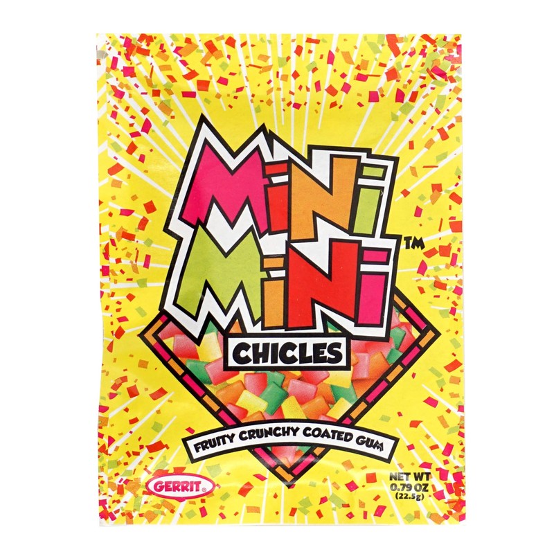 Mini Mini Chicles, Pack of 12, Fruity Crunchy Coated Gum,