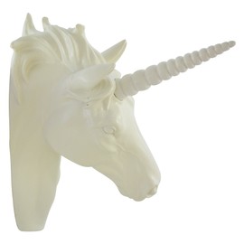 Pine Ridge White Unicorn Head Wall Mounted Sculpture Decoration - Faux Taxidermy with Interchangeable White Horn Wall Hanging Centerpiece