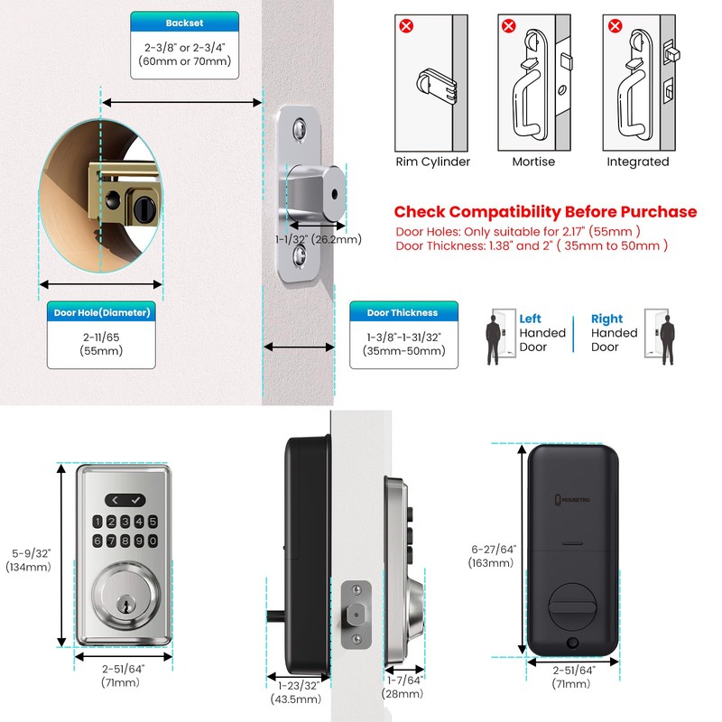 MOUSETRO Keyless Entry Door Lock, Electronic Keypad Deadbolt for Front
