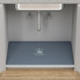 Under Sink Mat, 25" x 22" Silicone Kitchen Cabinet Tray, Waterproof & Flexible Under Sink Liner for Kitchen Bathroom and Laundry Room