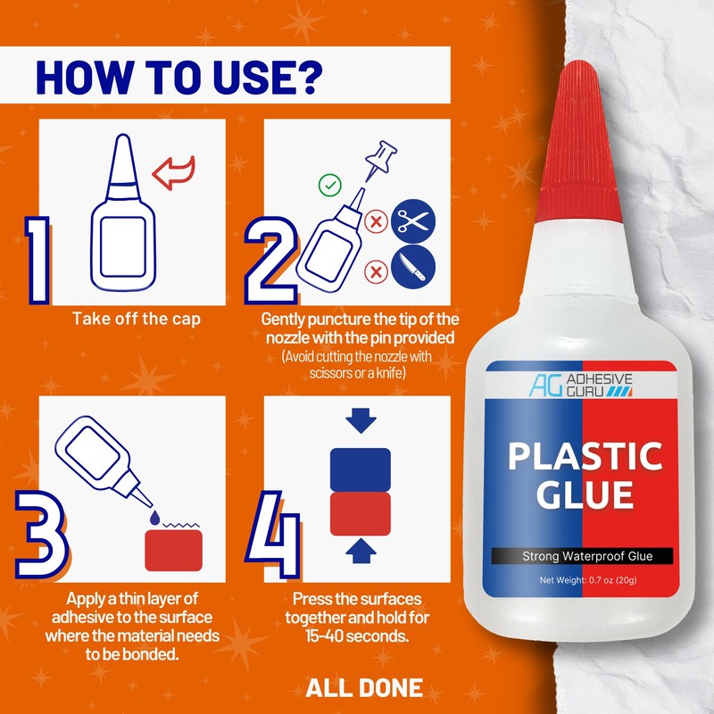Adhesive Guru Plastic Glue (0.7 oz) Ultra Strong Super Glue