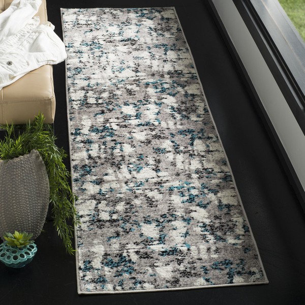 SAFAVIEH Skyler Collection 2' x 22' Grey/Blue SKY193B Modern Abstract