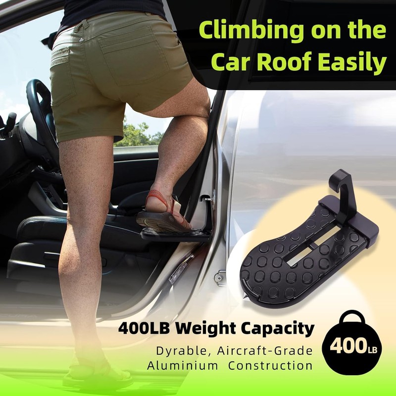 Car Door Step, Multi-Foldable Aluminum Alloy Roof Rack Car Step,