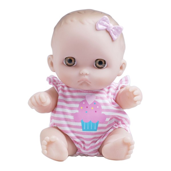 Lil Cutesies 8.5" All Vinyl Baby Doll | Posable and Washable | Removable Outfit | Mimi - Brown Eyes | JC Toys | Ages 2+