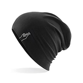 Huuraa Beanie K-Pop Finger Heart Unisex Hat with Motif for Korean Pop Fans Gift Idea for Friends and Family, black