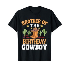 Brother Of The Birthday Cowboy Retro Western Rodeo Matching T-Shirt
