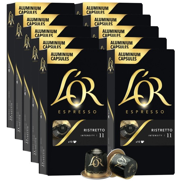 L'Or Espresso Capsules, 100 Count Ristretto, Single-Serve Aluminum Coffee Capsules...