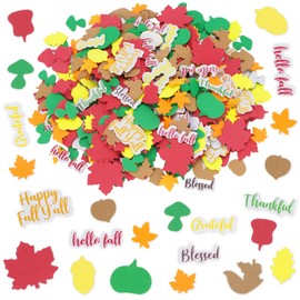 Whaline 600Pcs Fall Foam Stickers Autumn Thanksgiving Patterns Words Self Adhesive Stickers Thankful Maple Leaves Pumpkin Decals for DIY Greeting Cards Making Home Office School Party Wall Decor