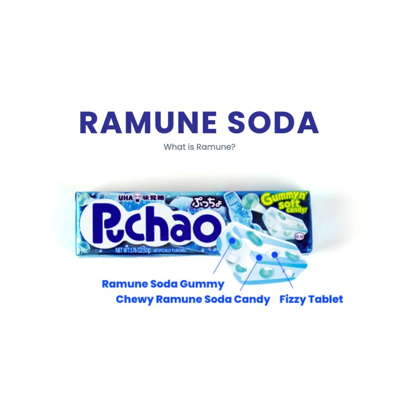 UHA Puchao Chewy Candy1.76oz Strawberry Cola Ramune Soda Grape Melon