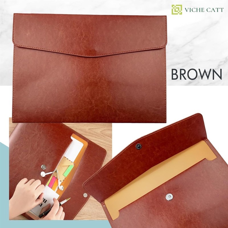 VICHE CATT File Case, PU Leather Document Case File A4