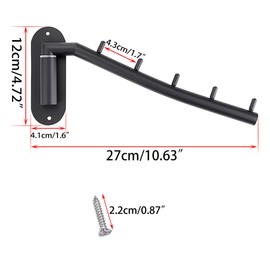 Sumnacon Folding Wall Hanger Rack, Wall Hanger, Wall Hanger, 5 Tiers, Stainless Steel, 180 Degree Adjustable Angle, Space Saving, For Bathroom, Kitchen, Bedroom, Outdoor, Black (Set of 2)