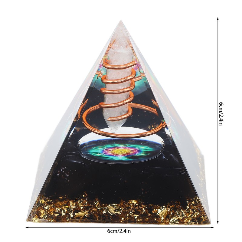 Healing Crystal Pillar Pyramid 6CM Epoxy Positive Energy Generator Meditation