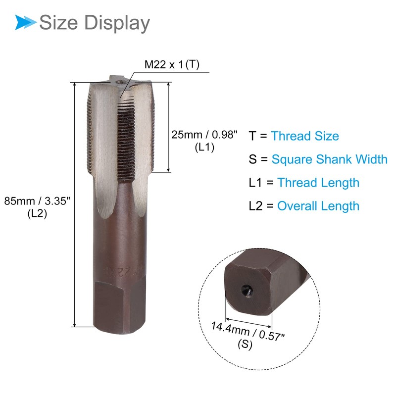 CoCud Hand Threading Taps, M22 x 1 Thread, Metric Alloy