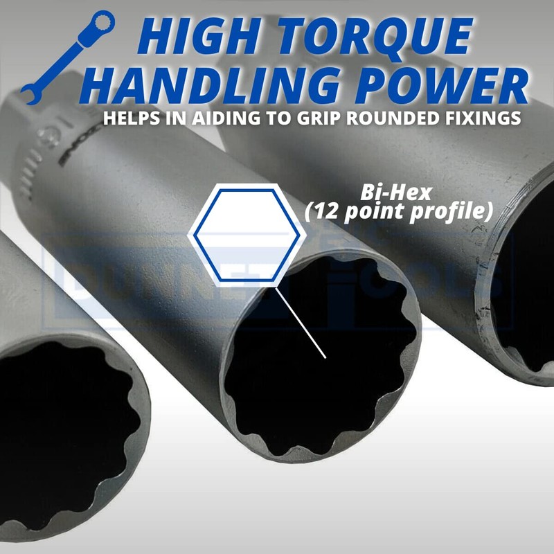 Dunnet Tools 3 Piece Spark Plug Socket Set 14 16