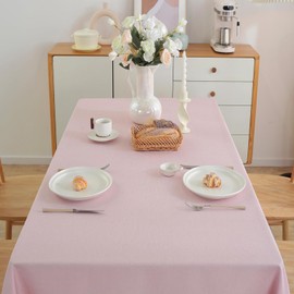 Alsoo Table Cloth Rectangle Table, 60×75 Inch Linen Textured Table Cloth Waterproof Spill-Proof TableCloths Wrinkle Free Fabric Farmhouse Table Cover for Dining Parties Buffets Holidays,Light Pink