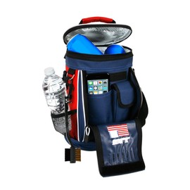 Intech USA Golf Bag Cooler and Accessory Caddy, Small Mini Personal Portable Insulated 10 Can Soft Sided Cooler Bag for Golf Courses Travel Men Women with Pockets Shoulder Strap Carry Handle