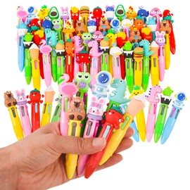 LiYiQ 50 PCS Multicolor Pen in One Fun 4-in-1 Cute Pens Bulk Kawaii Cool Ballpoint Pens for Kids Fun Gifts