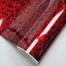 LZLRUN LZLRUN Forged Gloss Carbon Fiber Red Vinyl Wrap Roll Air Release Sticker Sheet Film DIY Decal Car Auto Vehicle Morotcycle Self Adhesive (3ft x 5ft, Red)