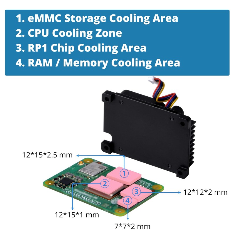 GeeekPi Aluminum Alloy CNC Heatsink Active Cooler with Cooling Fan
