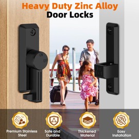 Barn Door Latch, 90/180 Degree Door Latch, Zinc Sliding Door Latch, Door Security Hardware for Bathrooms, Garages, Bedrooms, Fences, Cabinets (Black-2)